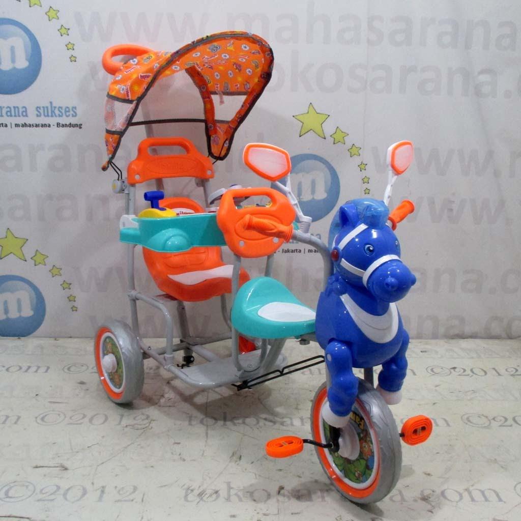 Jabodetabek Go-Send Family F9021T 2 Kursi Musik Dobel Kuda & Pesawat Sepeda Roda Tiga