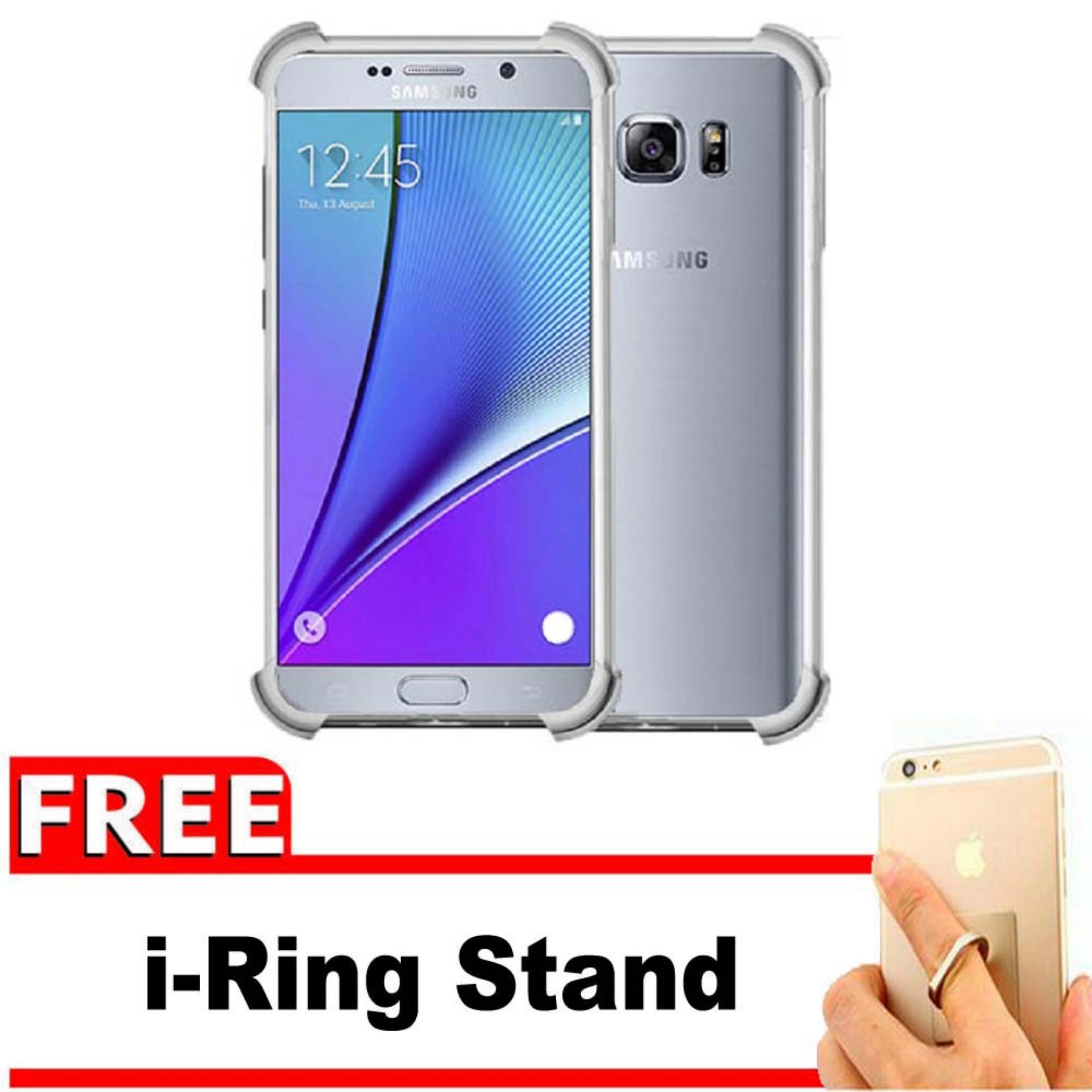 Daftar Harga Samsung Galaxy Note 4g Terbaru ShockCase for Samsung Galaxy Note 5 N920 4G LTE Duos Premium Softcase Jelly Anti Crack Shockproof – Gratis Free iRing Stand Phone Holder – Transparan
