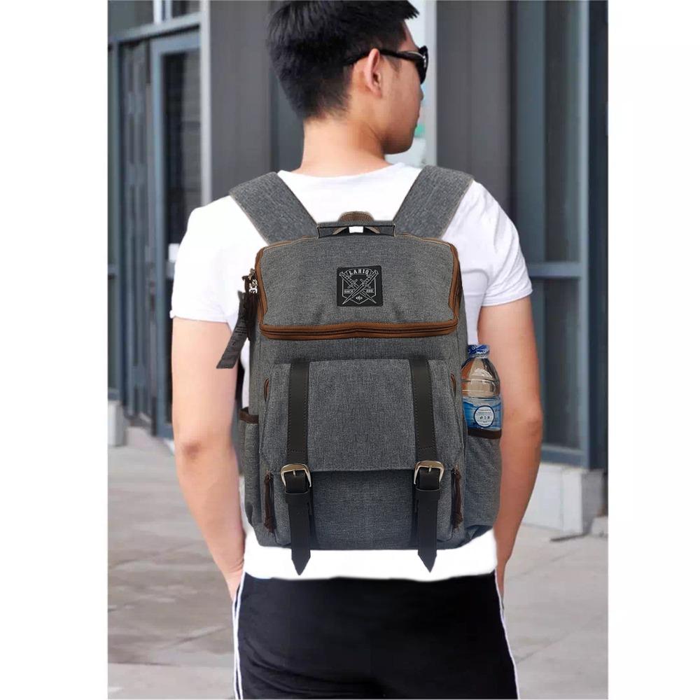 Lahiq Tas Ransel tas pria tas sekolah tas punggung tas kuliah tas backpack 17 Inchi Style Koren Rz8803 Material Kanvas - abu abu