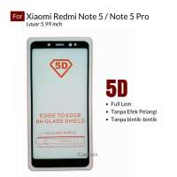 Poluca 5D Full Cover Tempered Glass Xiaomi Redmi Note 5 / Note 5 Pro Layar 5.99 inch ( sama ukuran ) Full Lem Anti Pelangi - Black