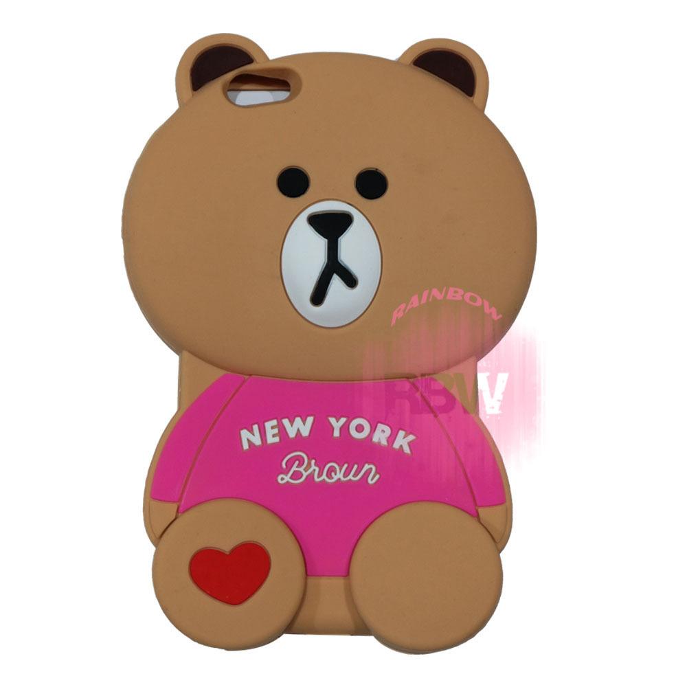 Rainbow Vivo V5S Sillicone Soft Case 3D Karakter Animasi Beruang With Clothes Mode / Casing Vivo V5S / Silikon Vivo V5S - Bear Brown Line New York