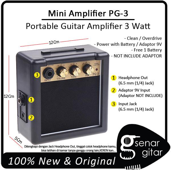 Original Ampli Gitar Mini PG-3 - Amplifier Portable Mirip Marshall MS-2 MS2