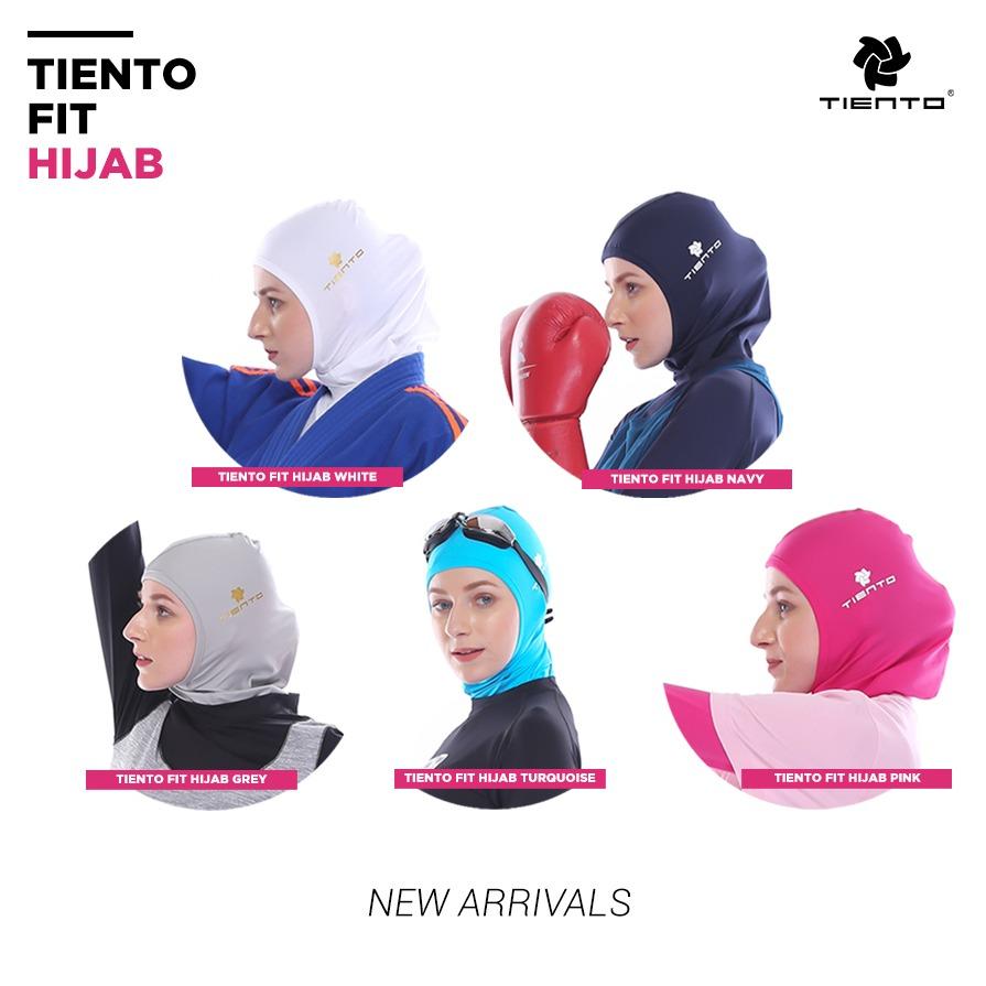 Tiento Fit Hijab Sport Jilbab Instant Kerudung Olahraga Renang Tinju Zumba Fitness Yoga Senam Lari Futsal Running Taekwondo Bola Voli Basket Original