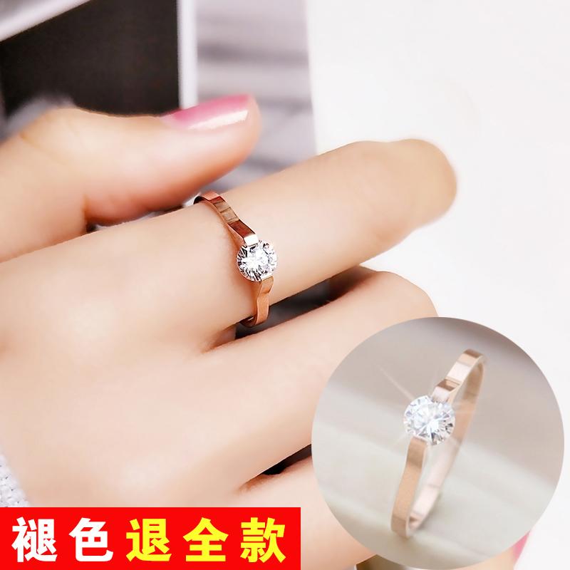 Cincin Wanita Baja Titanium Bertatahkan Berlian Gaya Jepang Korea September 2018 - 2 Cincin Wanita Baja Titanium Bertatahkan Berlian Gaya Jepang Korea - 2