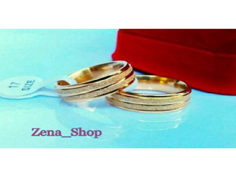 Cincin Titanium Gold Couple Stainless Steel Grafir Pasir ...Zena_Shop