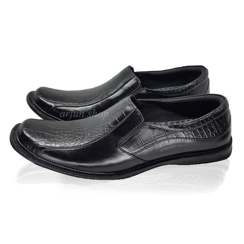 Arjun Shop HTT300 Sepatu Pantofel Pria Bahan Kulit Buaya Sintetis Fantofel Formal Pantopel Dinas