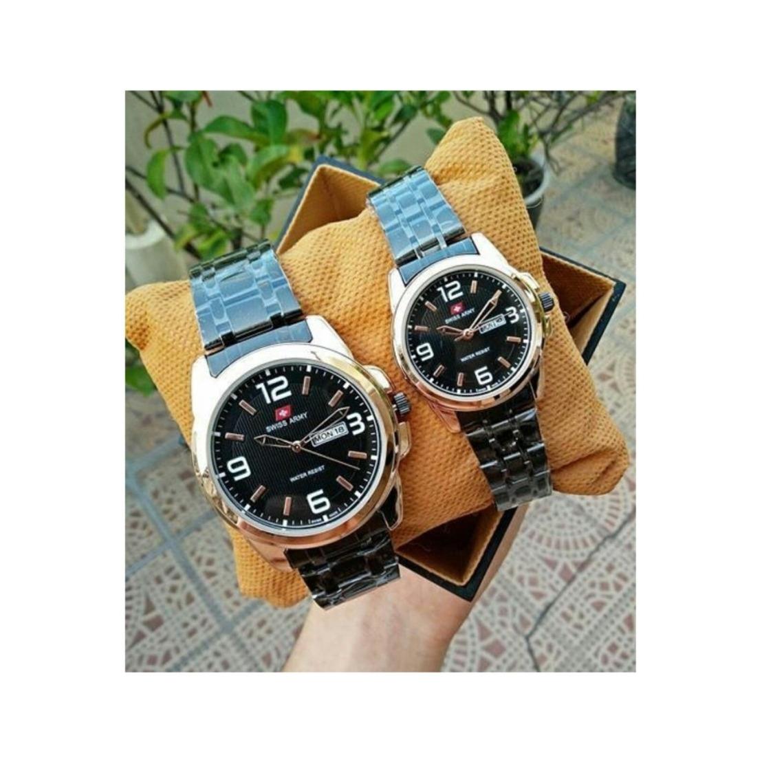 Swiss Army Marquez Fashion Tanggal Hari Aktif - Jam Tangan Couple Pria Dan Wanita Stainless Steel - SA250288AF