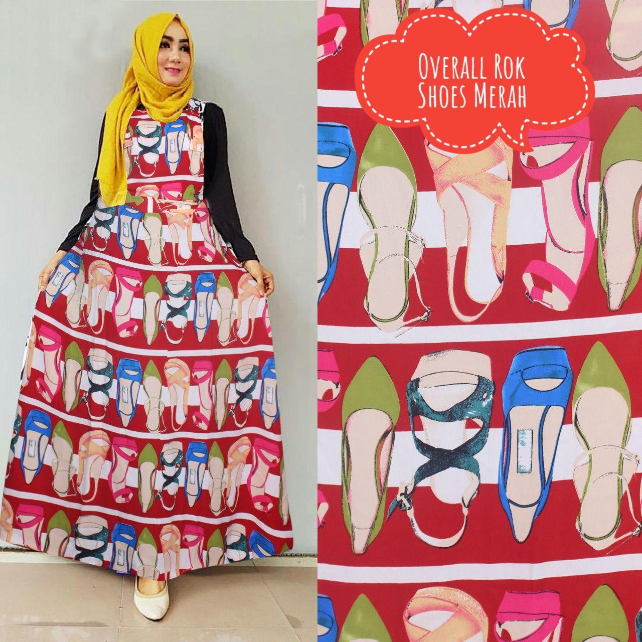 Overall Rok Maxmara Motif Shoes Warna Merah Plus Inner (No Pasmina)