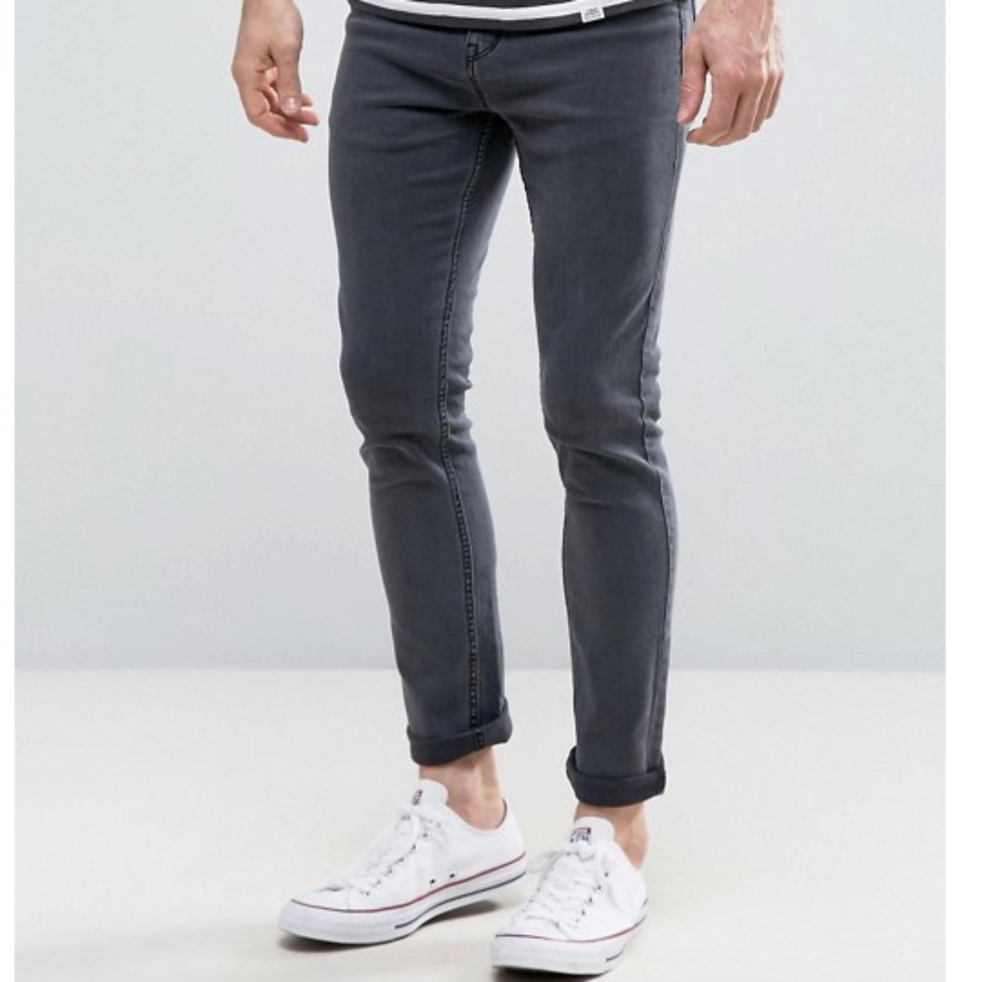 KlikFashions Celana Jeans Denim Pria Hitam Strecht Best Seller