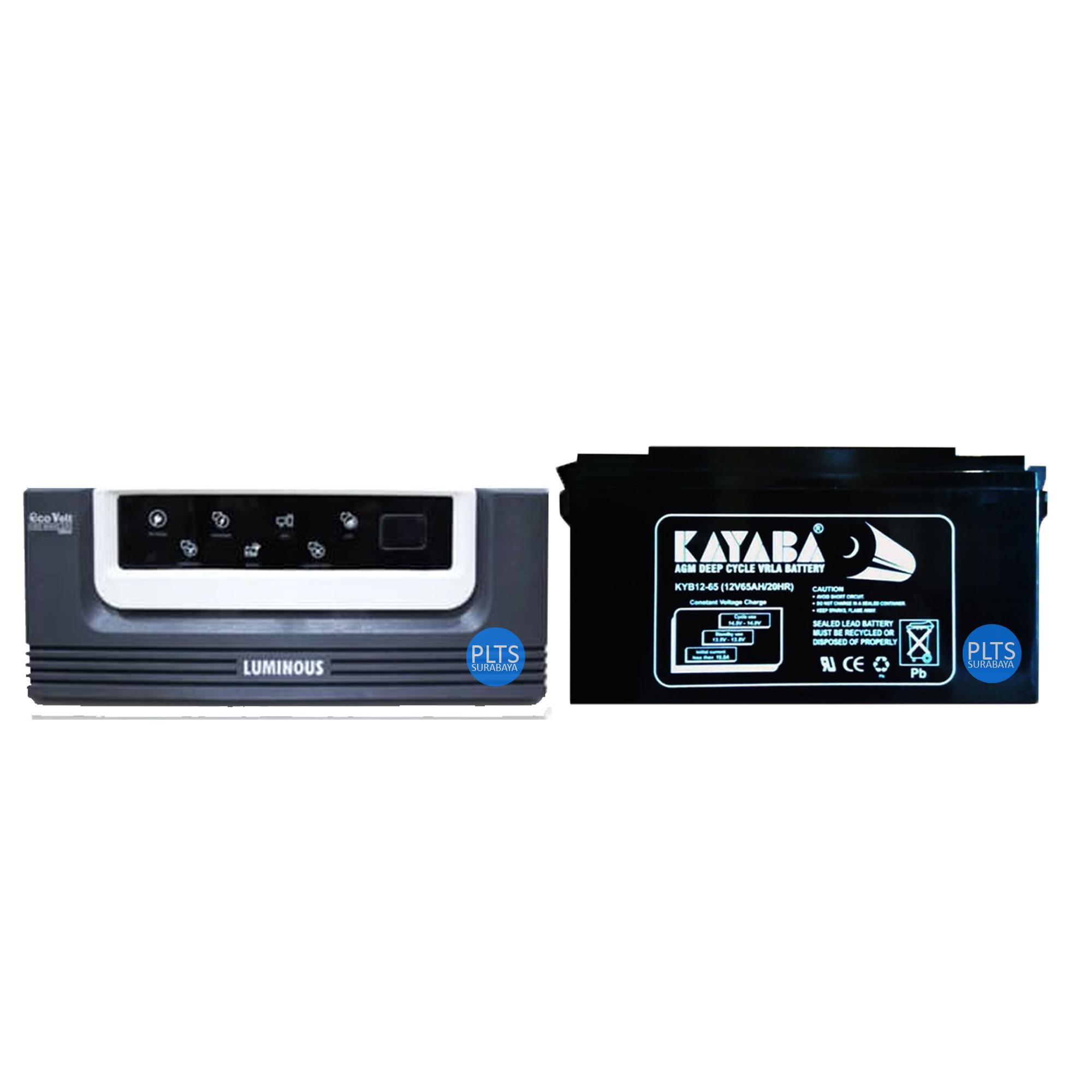 Paket Hemat Luminous ECOVOLT 700VA + Aki Kering VRLA Kayaba 12V 65Ah