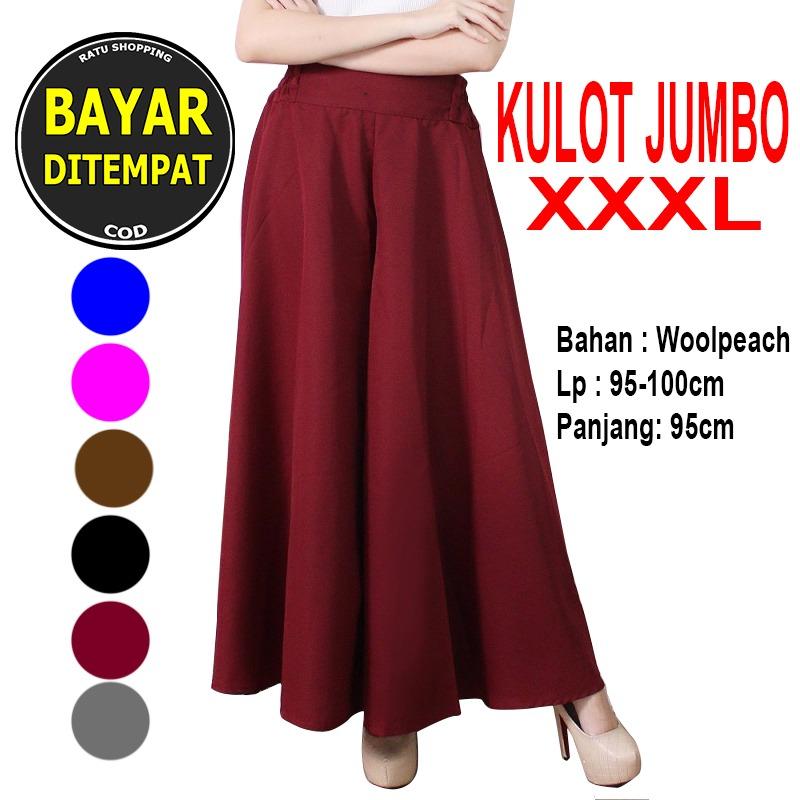 Celana Kulot rok jumbo L sampai XXXL super jumbo real picture jersey elastis bawah lebar mayung
