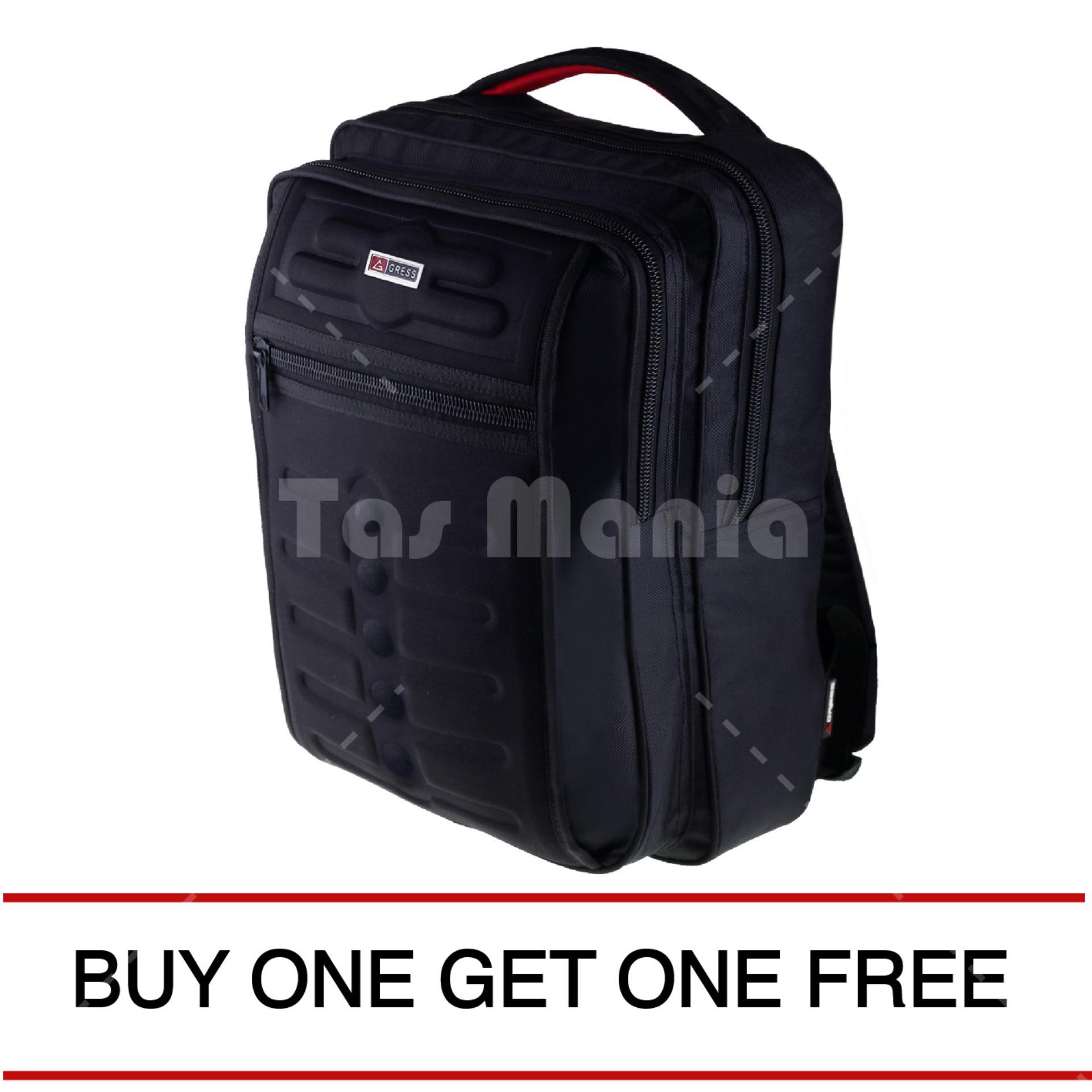 Gress Emboss Backpack - Hitam ( BUY ONE GET ONE ) 054