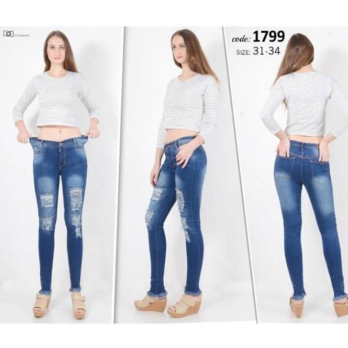 WOMANPANTS - SIZE 31 - 34 CELANA JEANS WANITA JUMBO BIG SIZE SOBEK TAK TEMBUS /