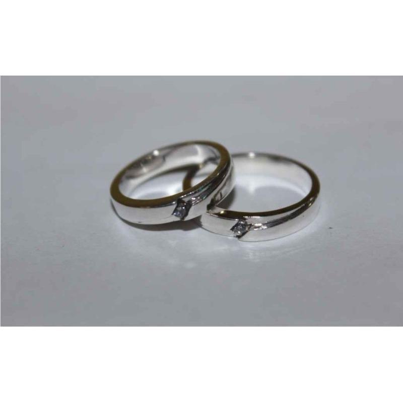 sepasang cincin nikah emas putih 14k AuAg