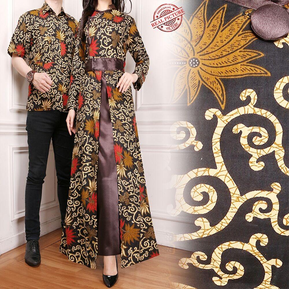 HEMAT SB Collection Couple Gamis Baina Longdress Dan Kemeja Batik Pria