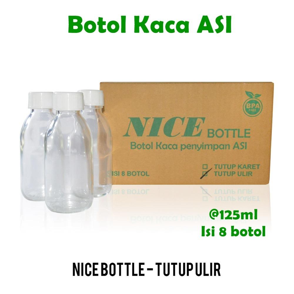 Nice Baby Botol Kaca ASI 125 ml isi 8 pcs Tutup Ulir / Penyimpanan Asi Perah / Botol Susu / Botol ASI