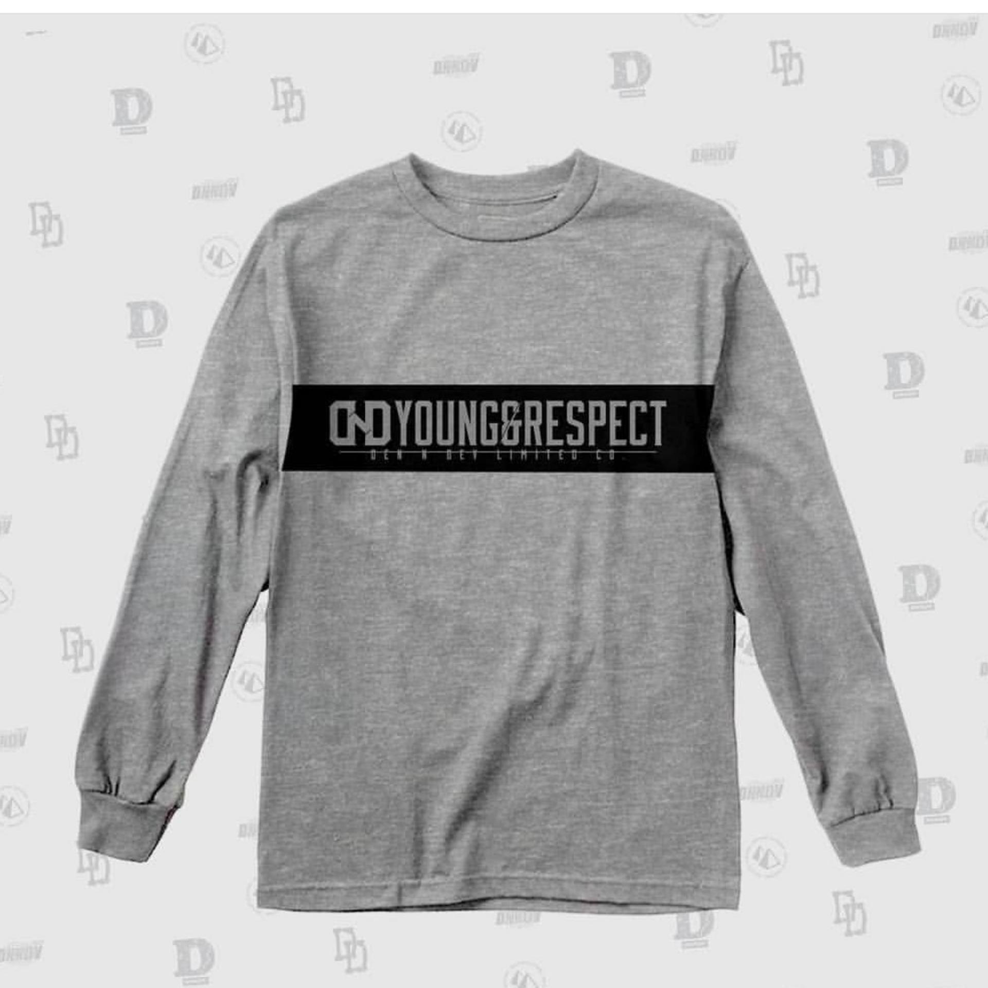 High5 Fashion Pria Kaos Lengan Panjang DND YOUNG&RESPECT Abu-Tua