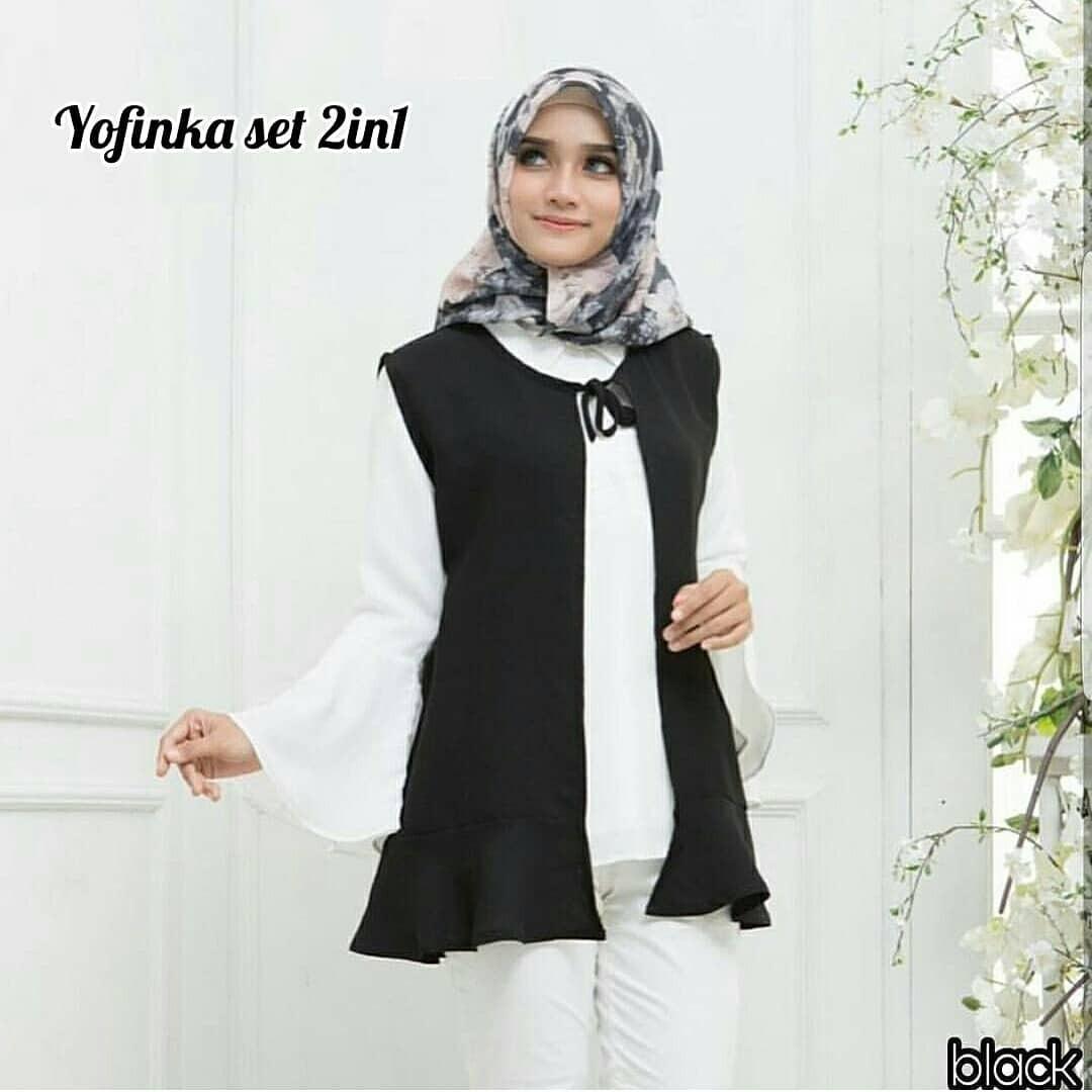 Baju Original Tofinka Set Blouse Wolfice Pakaian Wanita Muslim Modern Atasan Cewek Muslimah Top Shirt Simple Trend 2018