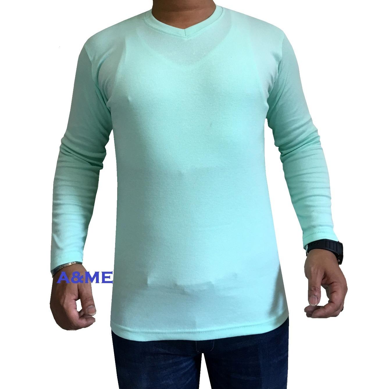 A&ME-Kaos Polos Lengan Panjang 100% Cotton O-Neck Twotone Rip Baju Fashion Atasan Pria Wanita Cowok Cewek Santai Simple Keren Moderen Formal Casual Elegan Murah Bagus Olah Raga