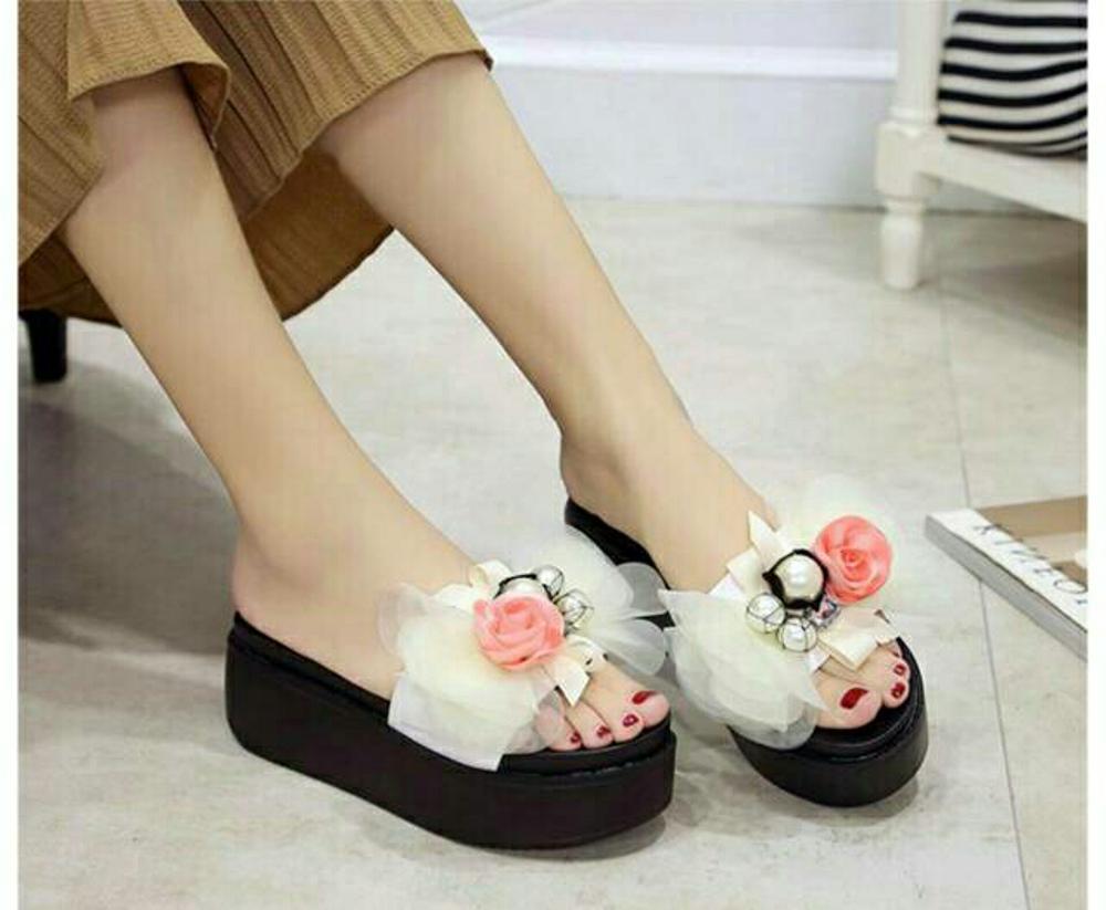 EZELL SHOP Sandal Wanita Wedges Cewek Tali Bunga Rose Murah