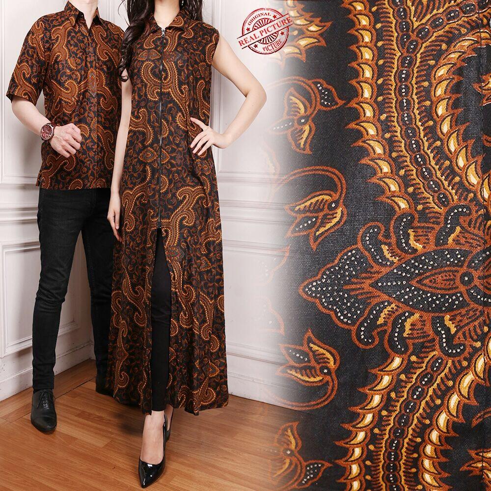 168 Collection Couple Gamis Longdress Taylor dan Kemeja Batik Pria