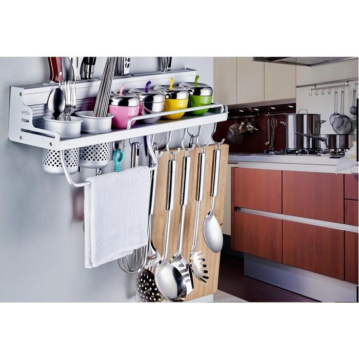 Rak gantung Tempat Bumbu / Rak Dinding Dapur Aluminium Serbaguna