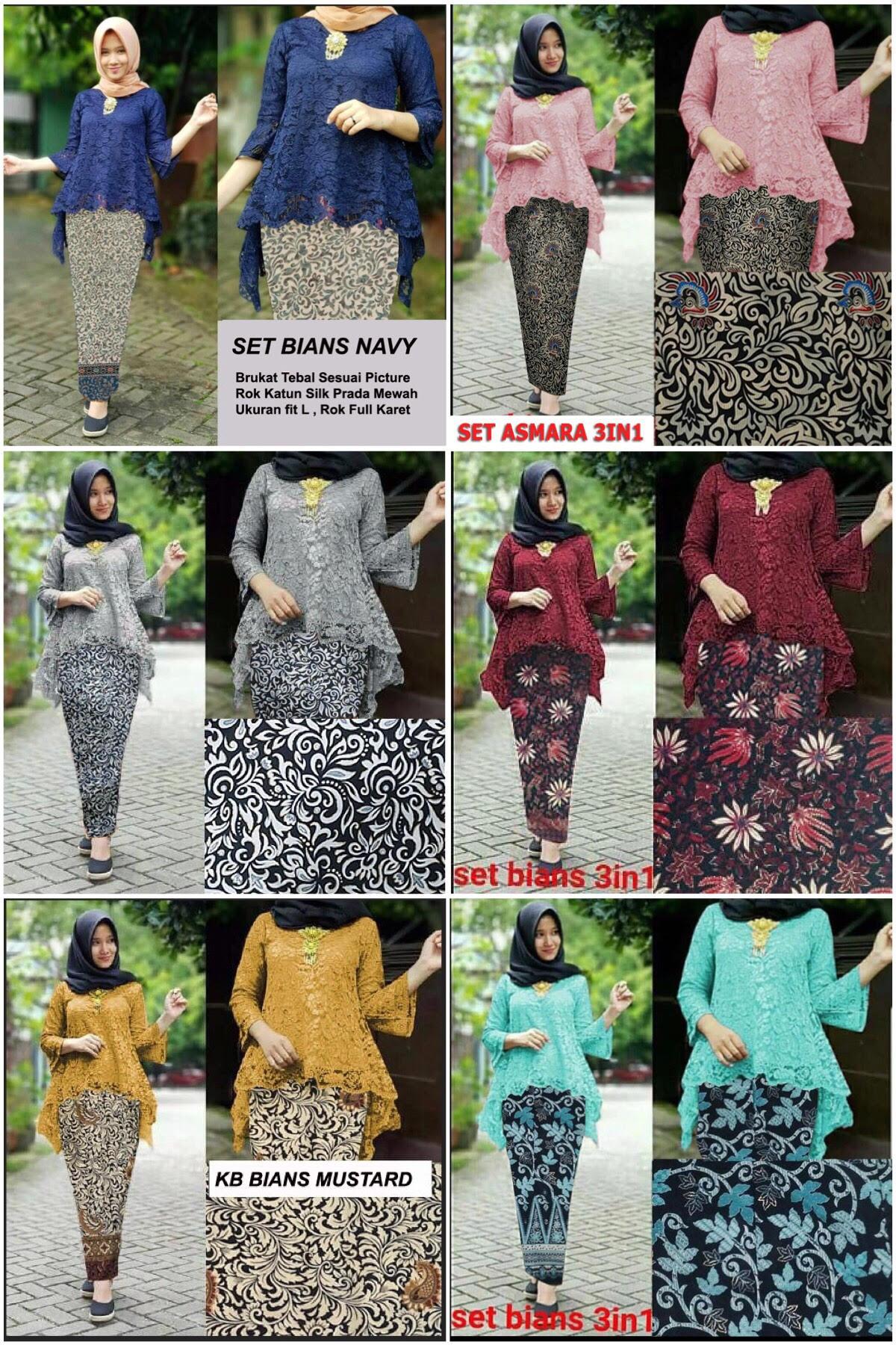 Fitur Set Asmara Bians 5 Warna Harga Produksi Termurah 1 Set Dgn Detail Gambar Set Asmara Bians 5 WARNA Harga Produksi Termurah 1 set dgn Rok Batik Mengkilat Terkini