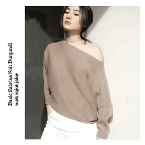 Basic Sabrina Knit Burgundi Murah