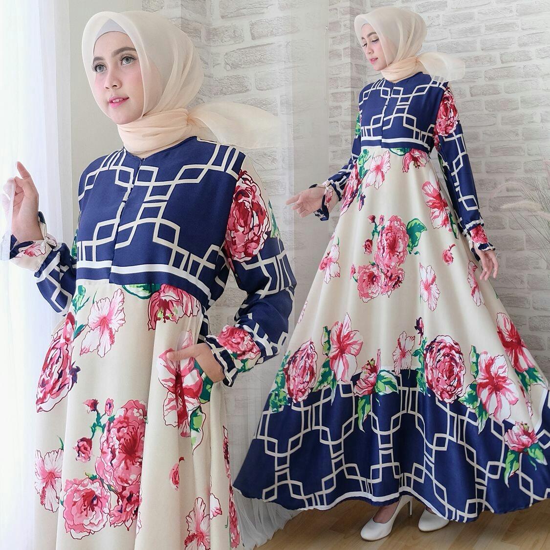 Fashion Story -Baju Gamis Wanita TZ / Gamis Bunga Bunga / Baju Muslim Syari Zaskia /Maxi Muslim/ Atasan Muslim Wanita /Pakaian Muslim / Atasan Muslim / Syari Muslim /Syari Mutiara