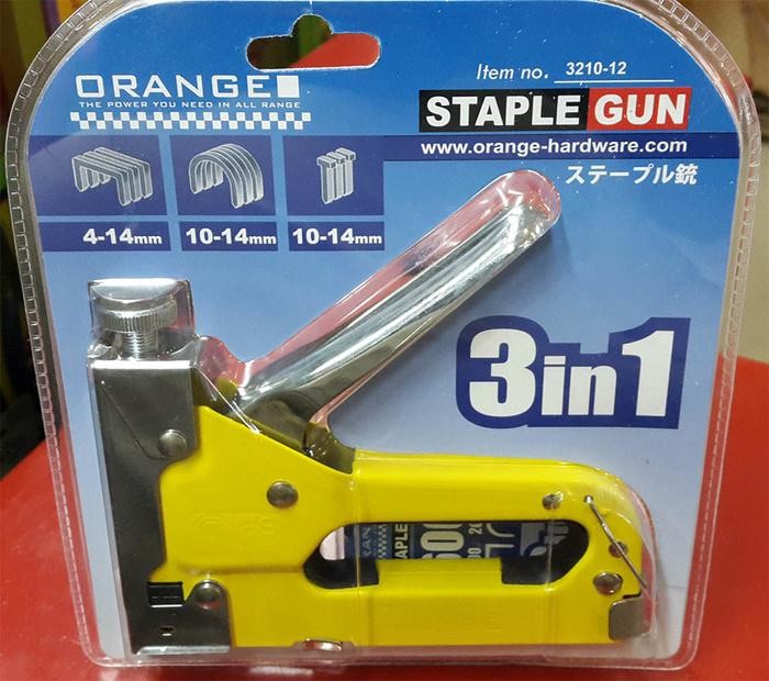 3 in 1 ORANGE Stapler Gun / Tembak Gun Tacker 4mm s/d 14mm