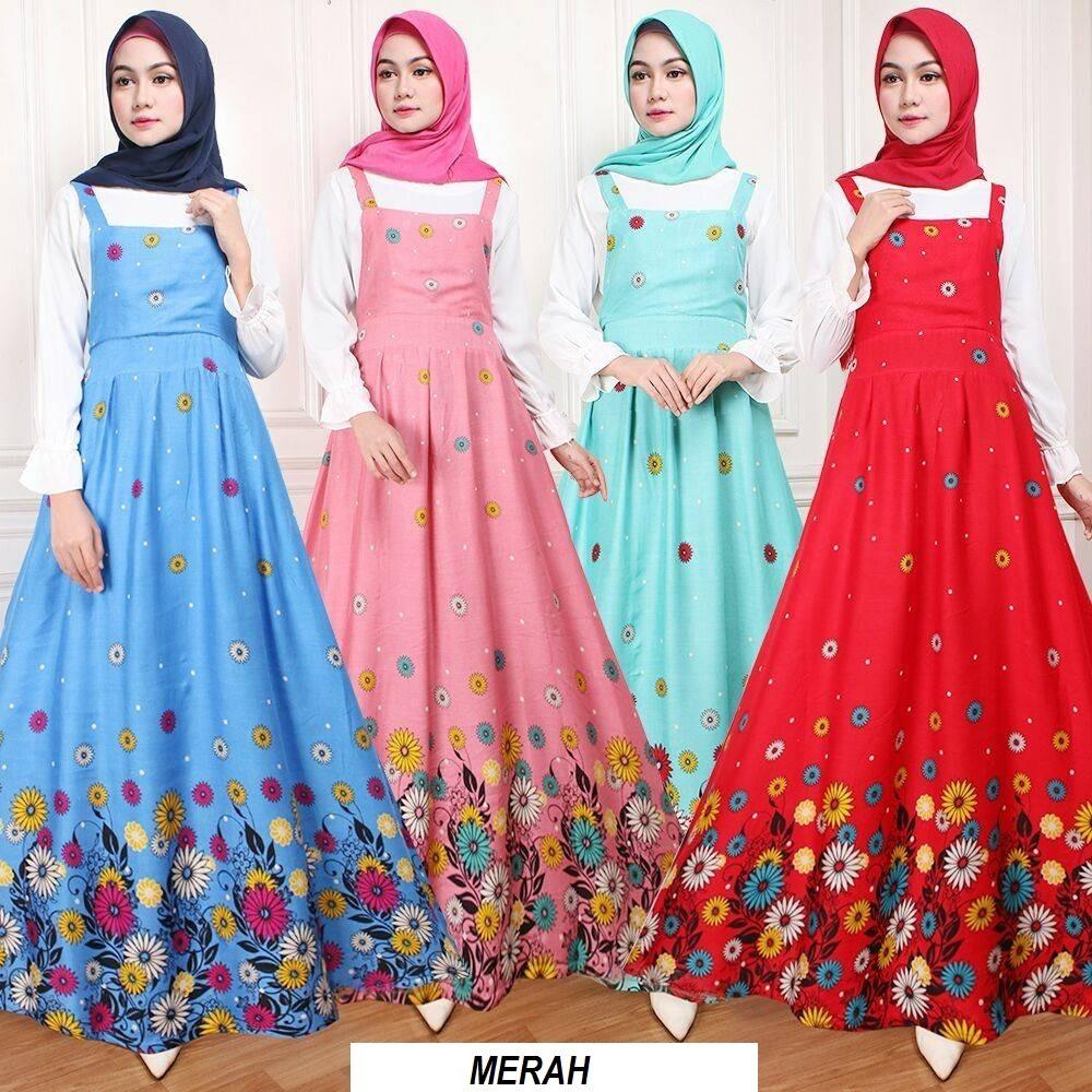 CGF Fashion - Baju Maxy Dress Muslim Wanita Lyfia Bahan Katun Kembang Combi Wollycrepe