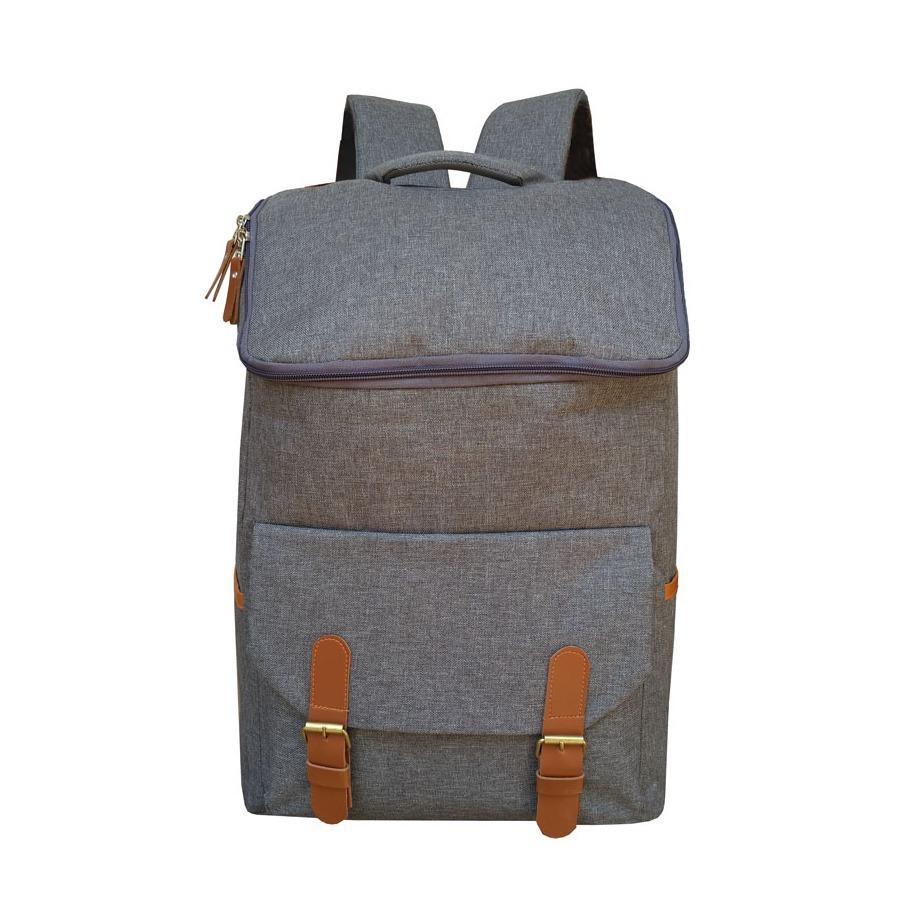 Tas Backpack Pria Wanita Kanvas / Punggung / Ransel Kuliah / Korean Bag LLC7204 Gray - Free Waterproof Raincover