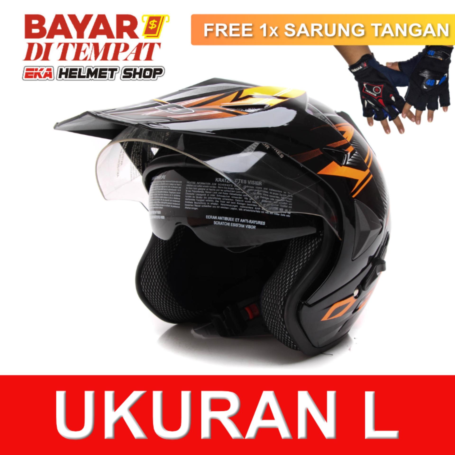 WTO Helmet Pro-Sight Cross - Hitam Oren + Promo Gratis Sarung Tangan