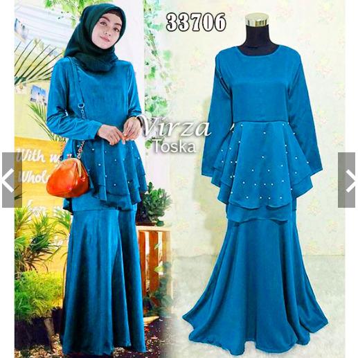 Gamis Pesta Premium Maxmara model Mermaid payet mote Mutiara (Real Pic) - Gaun Pesta Kondangan Muslimah Hijaber - Party Maxy Dress Mewah - Kebaya Modern ihvirza
