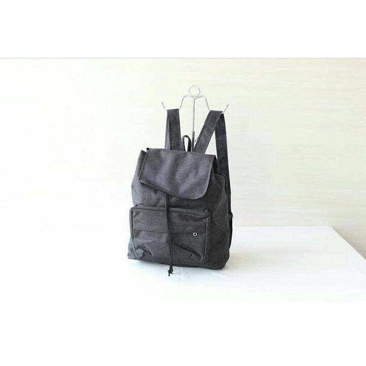 universal tas ransel tas fashion wanita kanvas serut hitam tas punggung