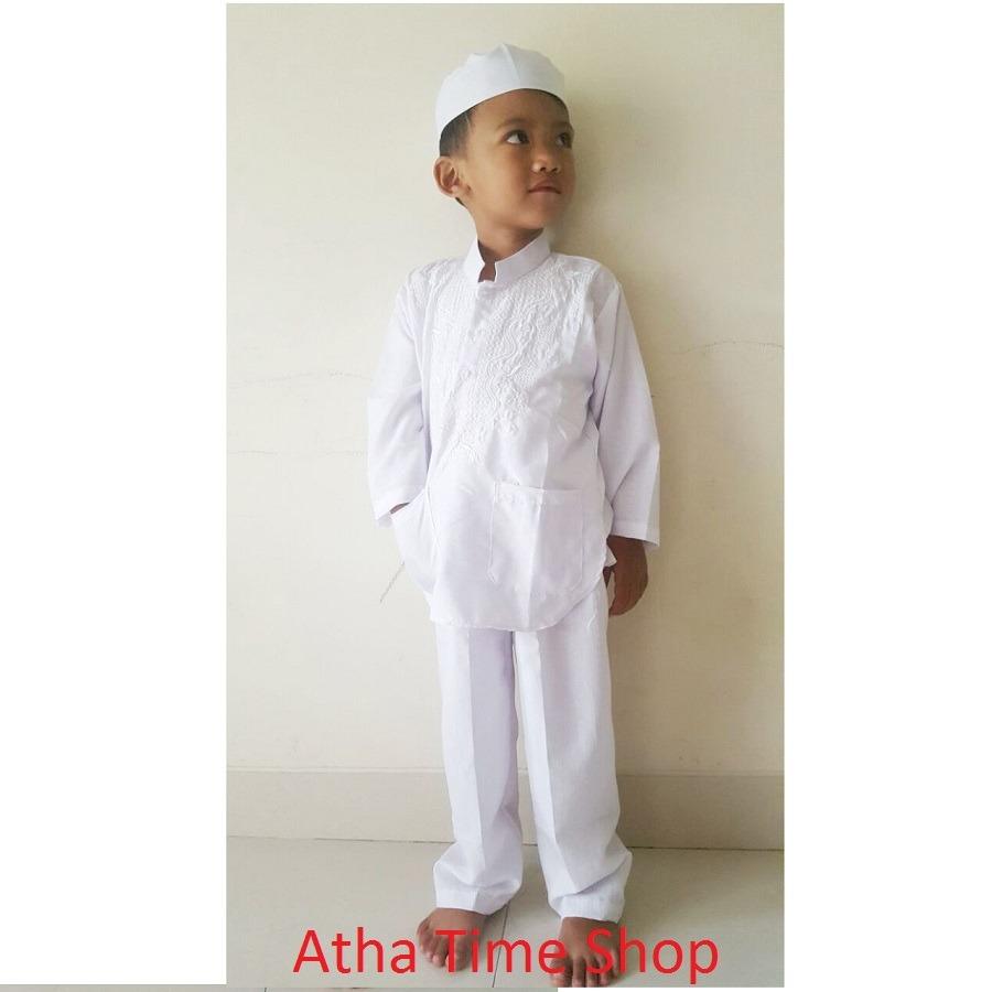 Baju Koko Katun Untuk Anak - Setelan Baju Celana Plus Topi