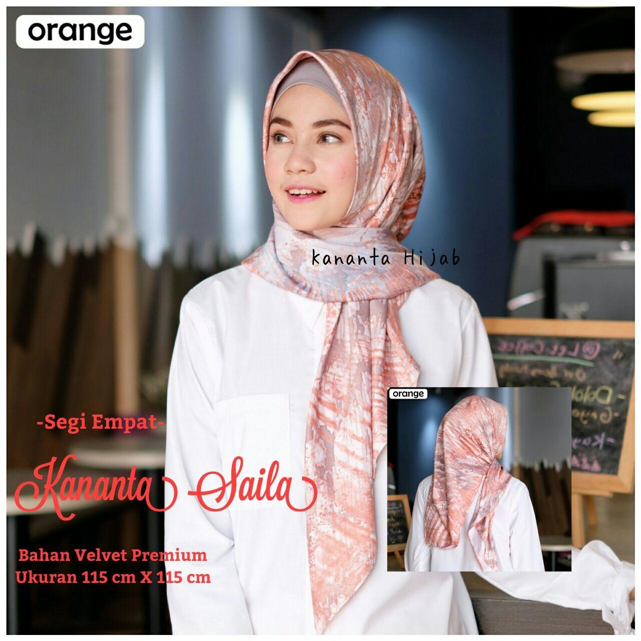 Kananta Hijab Segi Empat Motif / Jilbab Segi Empat Motif / Kerudung Segi Empat Motif / Square K-Calla / Bahan Kain Velvet Premium