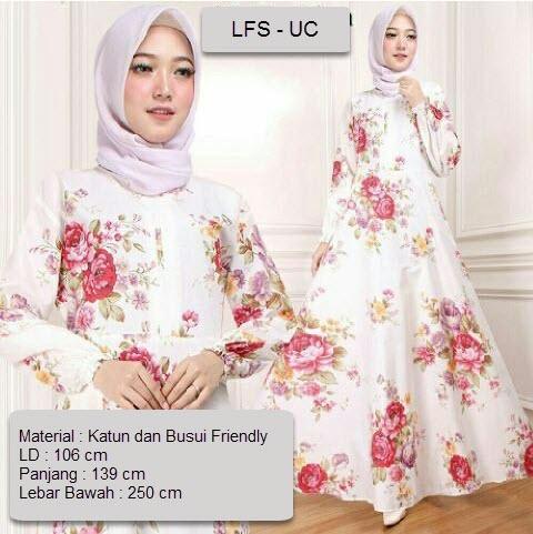 UC Baju Gamis Syari Busui Motif Bunga / Baju Fashion Muslim Wanita Syar'i / Gaun Pesta Muslimah / Maxi Dress Lengan Panjang / Long Dress / Hijab Muslimah / Gamis Modern / Atasan Muslimah Lebaran 2018 XXA (E30) - Coklat 59Merah 59Ungu