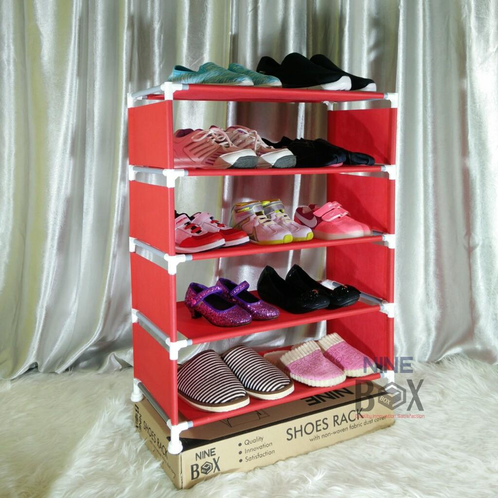 Rak Sepatu 5 SUSUN/Rak Sepatu Minimalis/Rak Portable NINE BOX Serbaguna Type W5