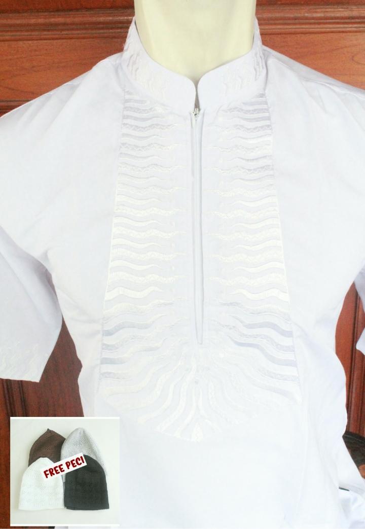 SHOHIB BAJU KOKO LENGAN PENDEK PUTIH CASUAL BORDIR FAREL