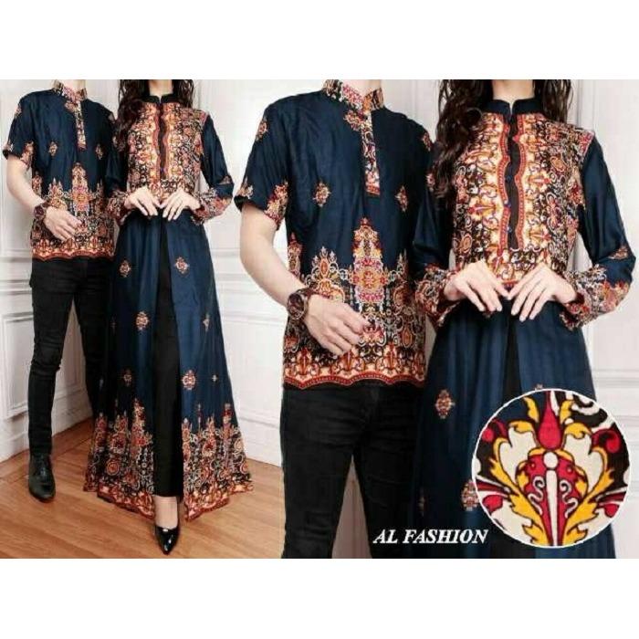 BajuReady 1053 BAJU COUPLE PASANGAN KELUARGA BATIK MODERN SARIMBIT KEMEJA HEM PRIA COWOK KOKO LENGAN PENDEK PAKAIAN MUSLIM WANITA CEWEK MAXI MAXY DRESS PANJANG BUSANA PESTA KONDANGAN LEBARAN JAMAN ZAMAN NOW KEKINIAN BAHAN KATUN TERBARU