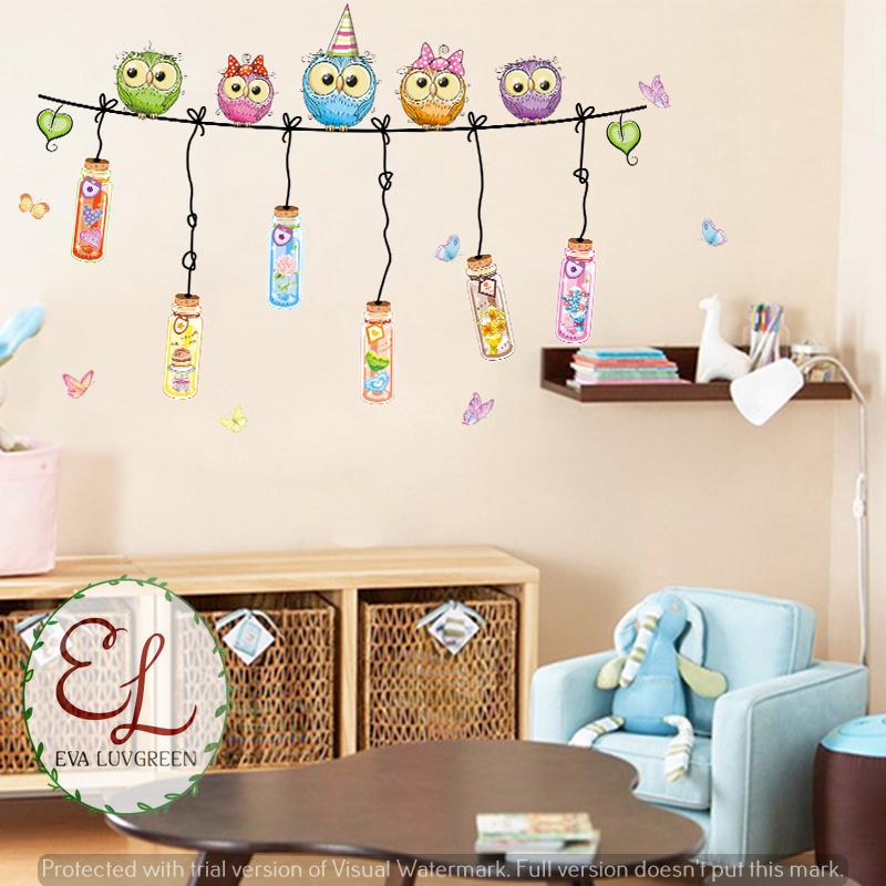 ... Eva Luvgreen Wallsticker Owl Botol Party Ukuran 60x90cm/ Stiker Dinding/ Stiker Tembok/ Wallpaper ...