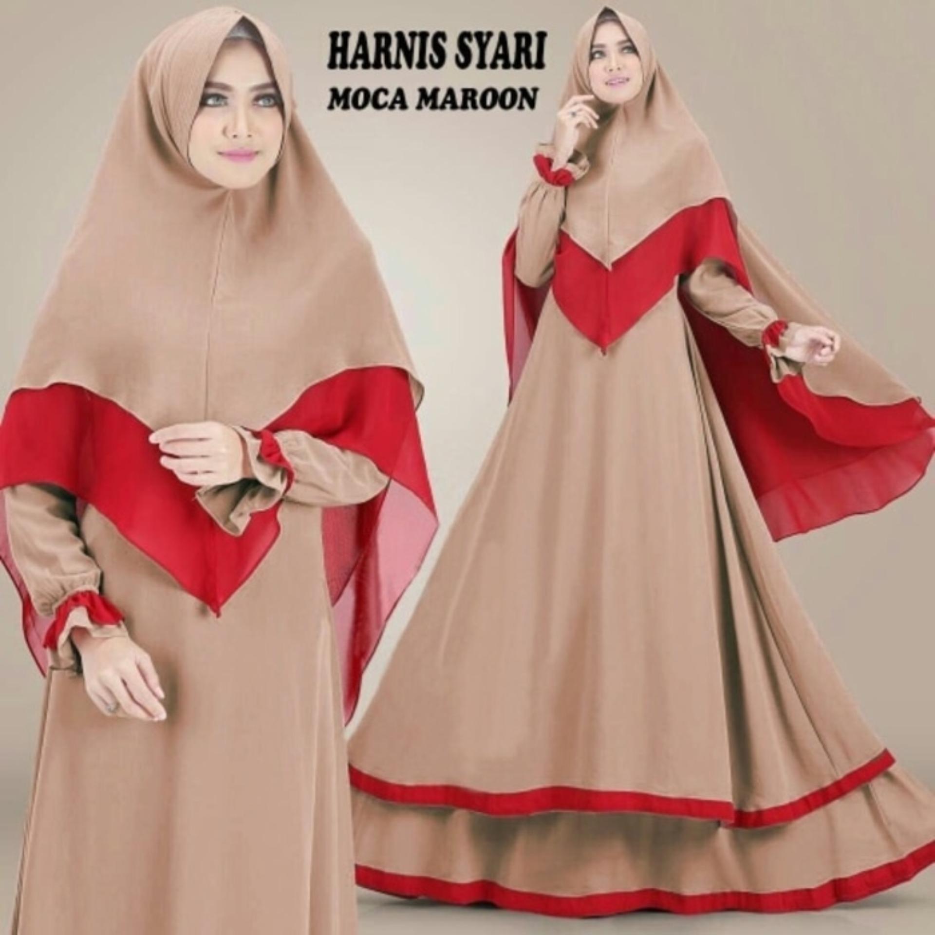 PALING MURAH Gamis Terbaru Harnis Mocca Maroon