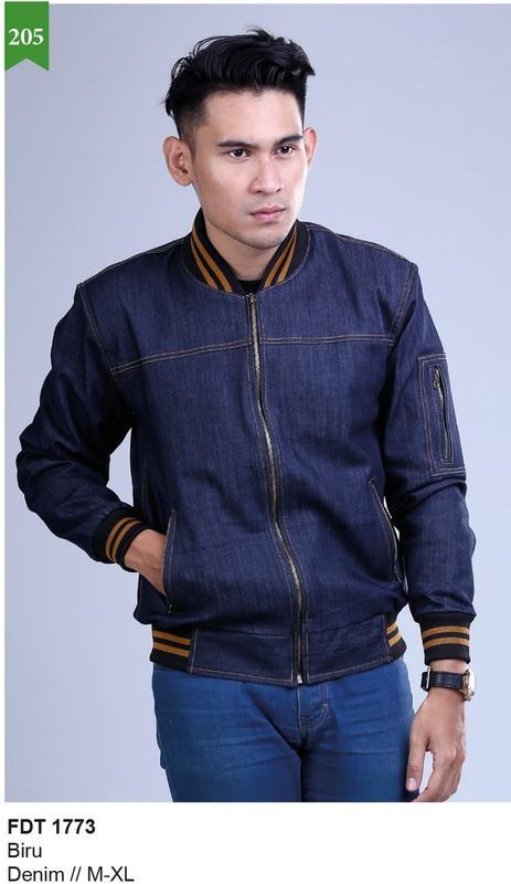 Garsel Fashion Jaket Denim Pria - bahan denim - Murah & berkualitas (Biru) FDT