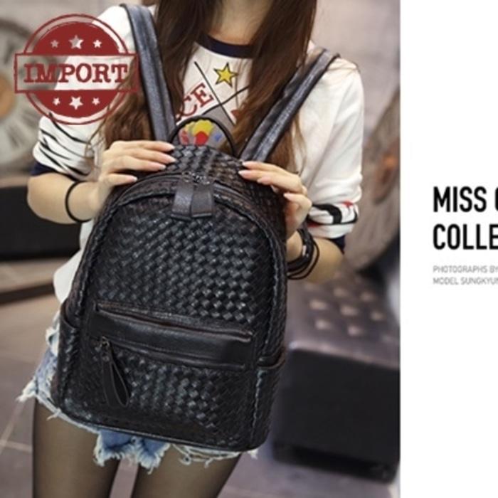 Tas Backpack Branded Wanita Cantik Berkelas 2139 KOREAN STYLE BACKPACK Tas Ransel Wanita Kulit Sintetis Hitam