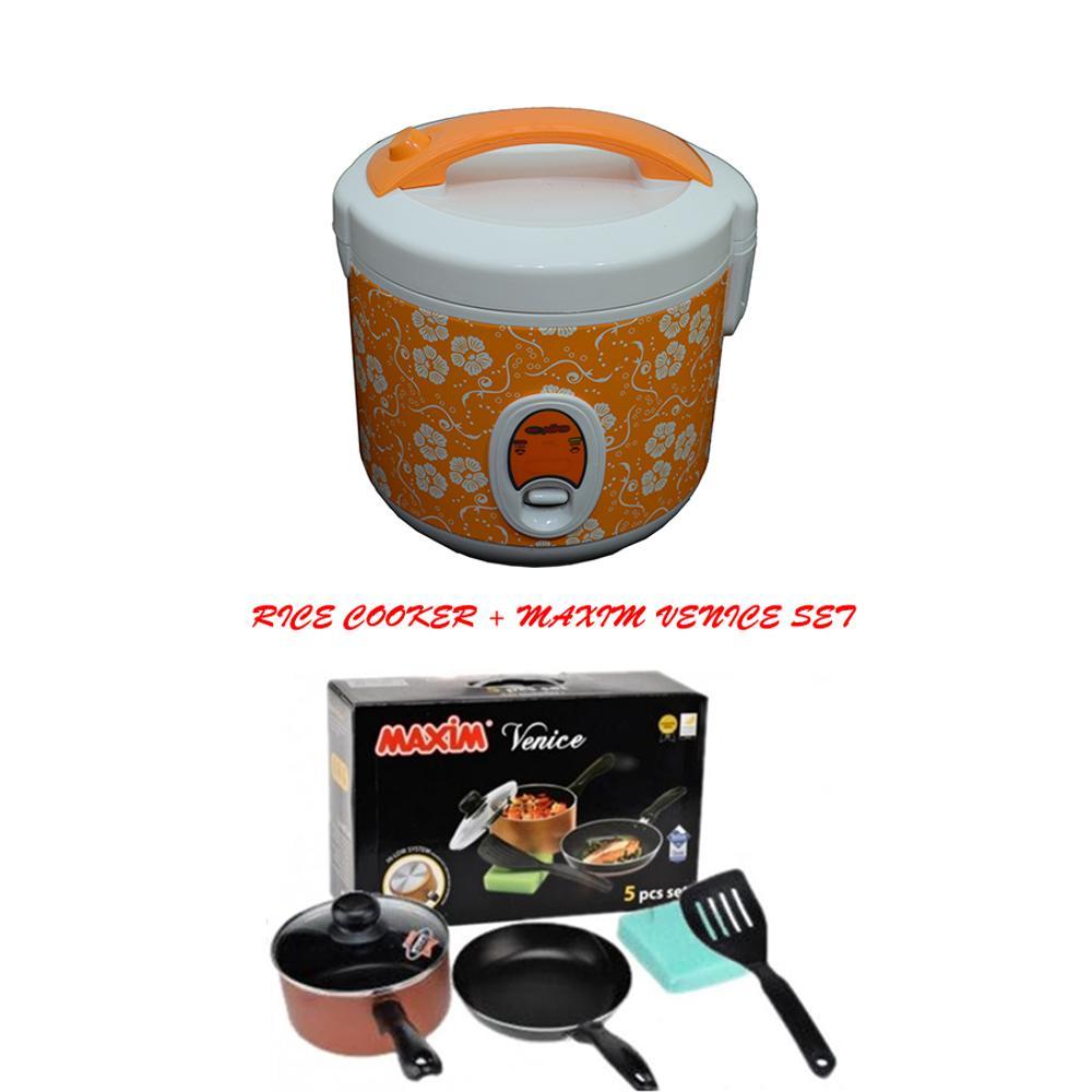 Niko RC 12 Rice Cooker 2IN1 Dengan Maxim Venice Set Isi 5 Pcs Paket Murah & Ekonomis