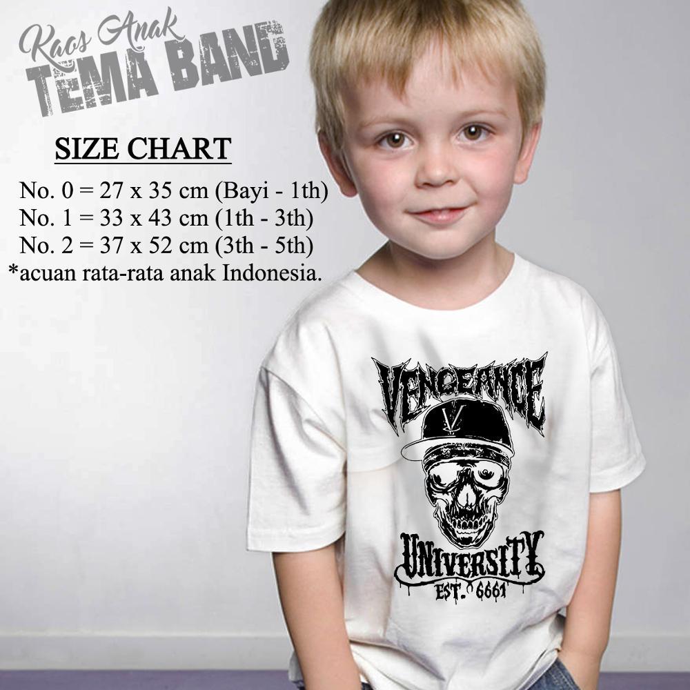 Kaos Anak Tema Band Avenged Sevenfold Desain Vengeance University Putih