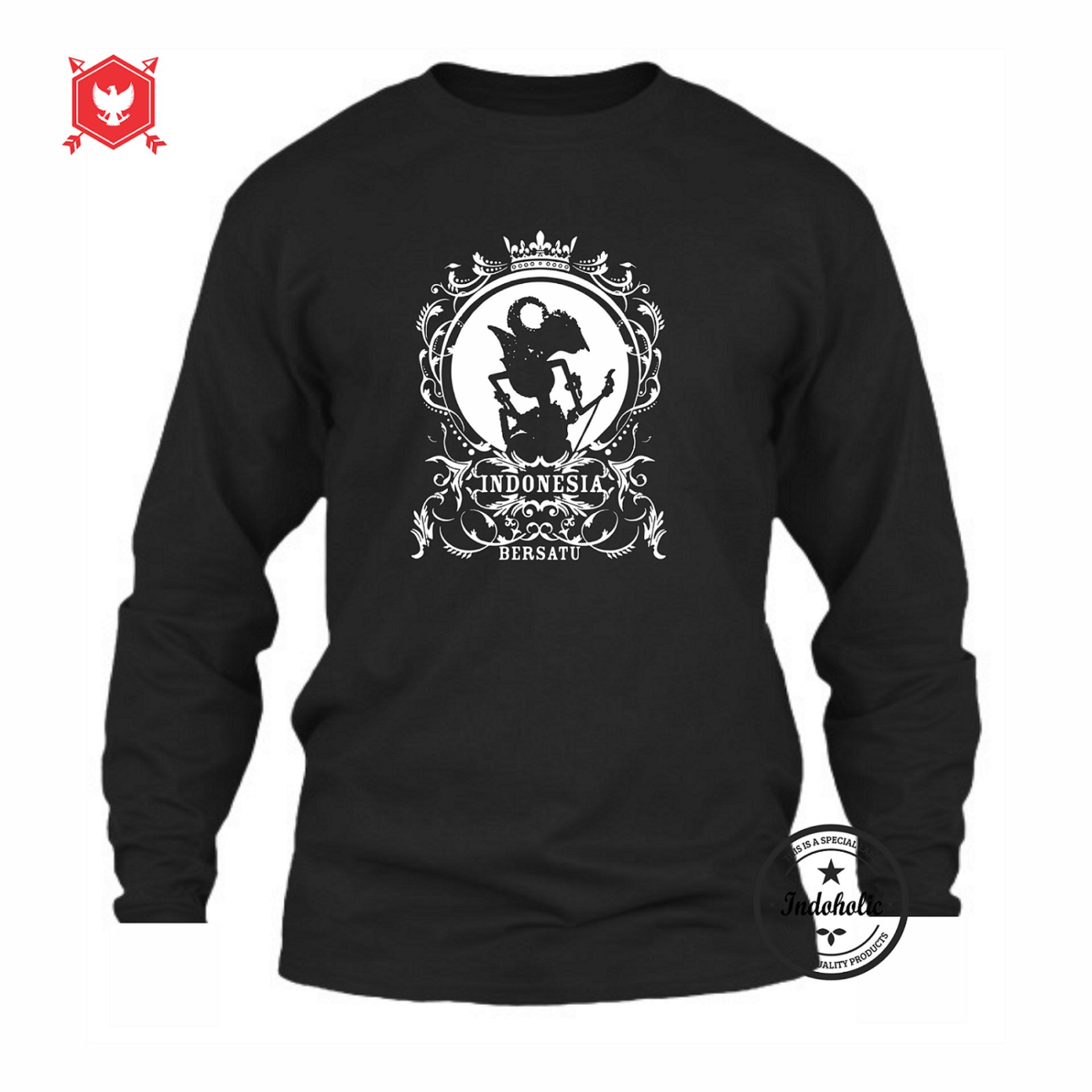 Indoholic Apparel Kaos Distro Wayang Indonesia Bersatu Baju Pria Bandung Lengan Tangan Panjang Muslim Moslem Premium Lebaran Murah Keren Wanita Anime - Hitam