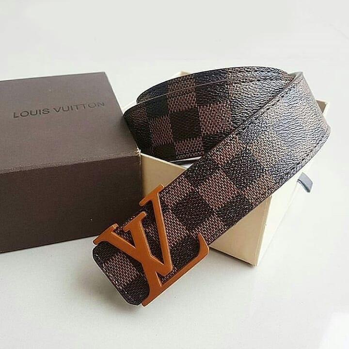 Ikat Pinggang LV Damier Brown Logo Mocca