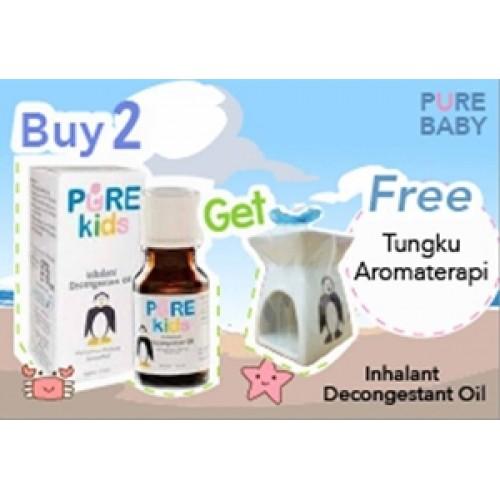 Pure Kids (Baby) Inhalant Decongestant Oil 2 pcs + Free Tungku Aromatherapy